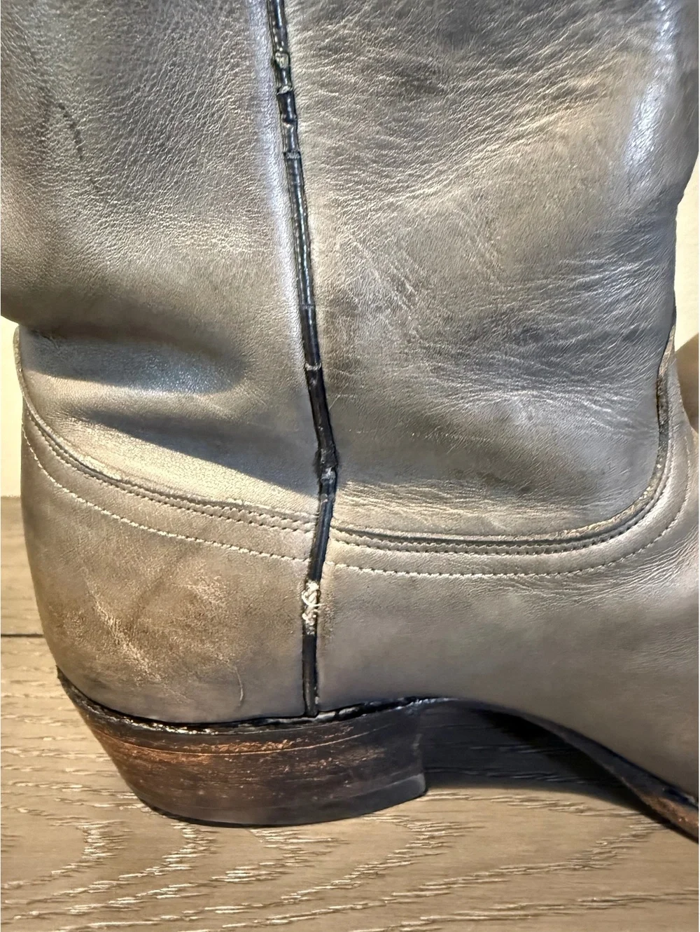 J. Chisholm Gray Leather Cowboy Boots Size 11